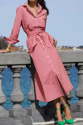 Plaid Shirt Dress with Tie-waist InsStreet